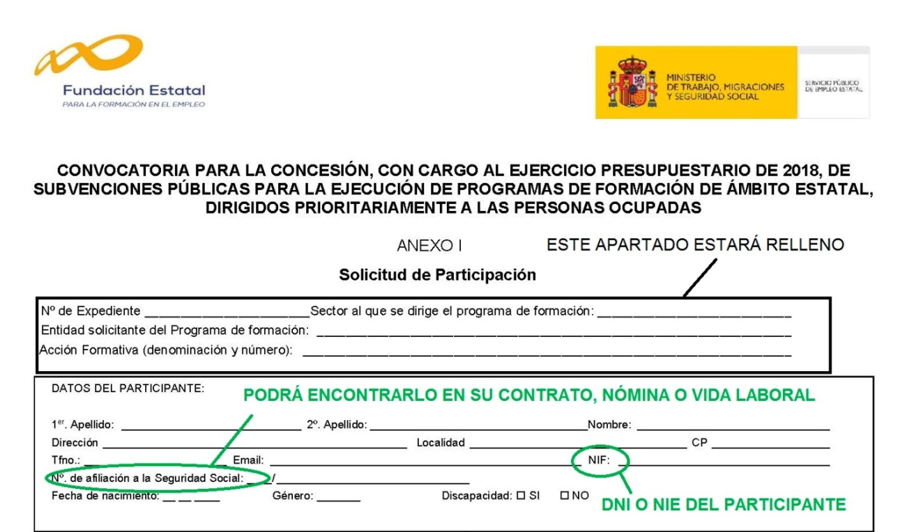 Formulario solicitud participación